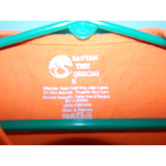 BANYAN TREE DESIGNS women's small orange Halloween 3/4-sleeve 100% cotton shirt - Picture 2 of 5